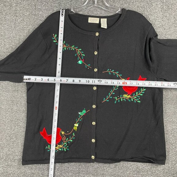Womens Cardigan XL Embroidered Cardinal Whimsical Granniecore Grandma Modest - Picture 9 of 12
